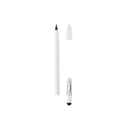 blanco Bolígrafo sin tinta de aluminio con goma