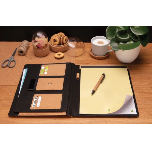 marron Libreta de corcho Deluxe A4 con bolígrafo