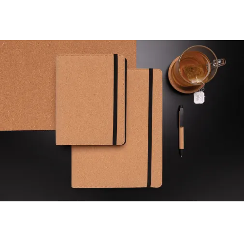 marron Libreta de corcho Deluxe A4 con bolígrafo