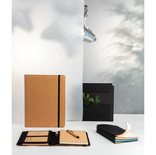 marron Libreta de corcho Deluxe A4 con bolígrafo