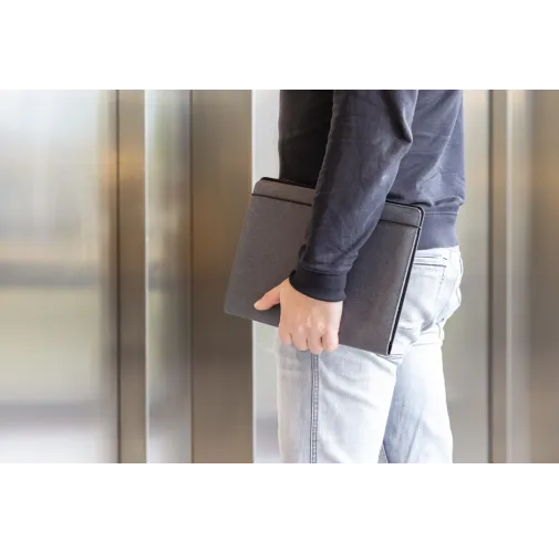 gris Portafolio de piel reciclada A4
