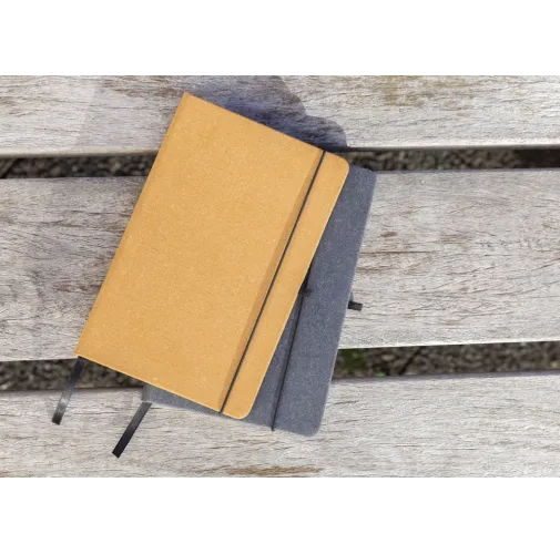 Libreta A5 de cuero reciclado GRS de tapa dura