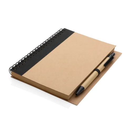 Cuaderno de espiral kraft con bolígrafo