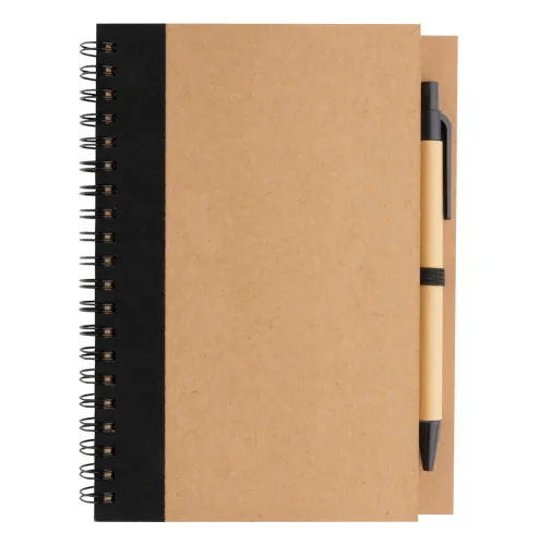 Cuaderno de espiral kraft con bolígrafo