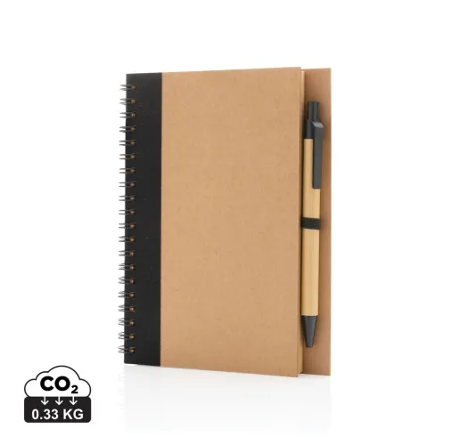 Cuaderno de espiral kraft con bolígrafo