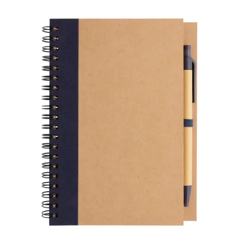 Cuaderno de espiral kraft con bolígrafo