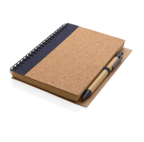 Libreta espiral de corcho con bolígrafo