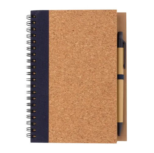 Libreta espiral de corcho con bolígrafo