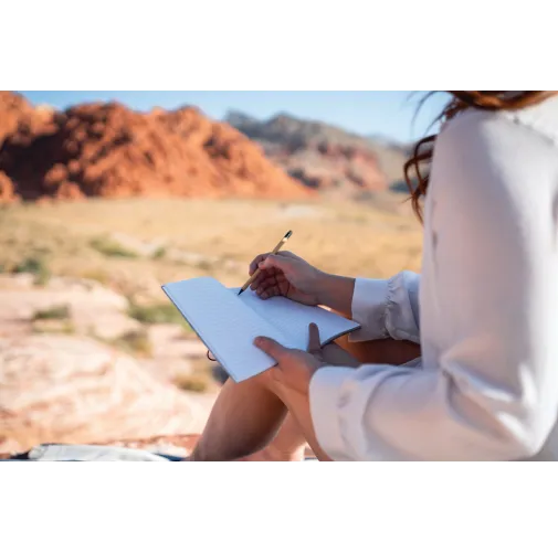 Libreta A5 tapa blanda de fieltro reciclado certificado GRS