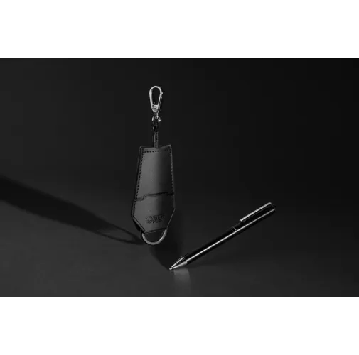 negro Set bolígrafos/llavero Tula de PU reciclado certificado RCS