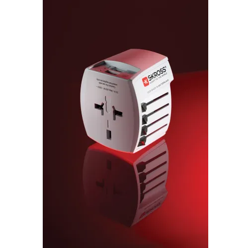 blanco Adaptador de viaje mundial SKROSS USB MUV (1 USB C 1 USB A)