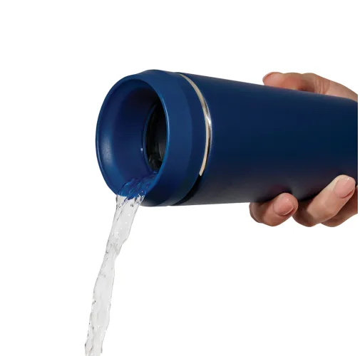 azul marino Taza Topl To Go de acero reciclado con tapa patentada 360