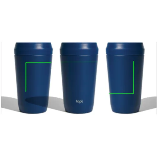 azul marino Taza Topl To Go de acero reciclado con tapa patentada 360