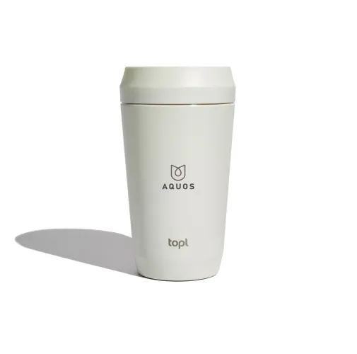 blanco Taza Topl To Go de acero reciclado con tapa patentada 360
