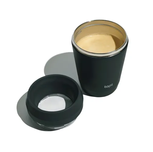 Taza Topl To Go de acero reciclado con tapa patentada 360