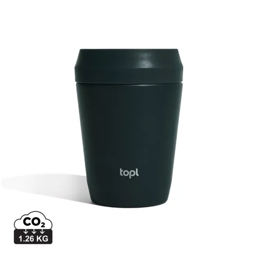 TAZA TOPL TO GO DE ACERO RECICLADO CON TAPA PATENTADA 360