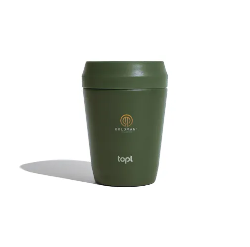 Taza Topl To Go de acero reciclado con tapa patentada 360