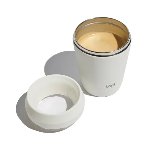 Taza Topl To Go de acero reciclado con tapa patentada 360
