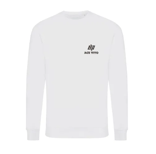 recycled white Suéter Zion cuello redondo algodón reciclado IQONIQ