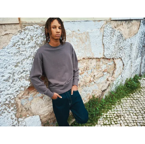 antracita Suéter Zion cuello redondo algodón reciclado IQONIQ