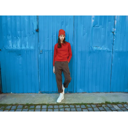 rojo Suéter Zion cuello redondo algodón reciclado IQONIQ