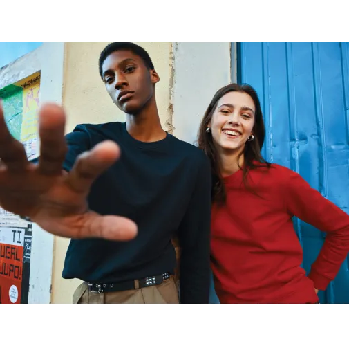 rojo Suéter Zion cuello redondo algodón reciclado IQONIQ