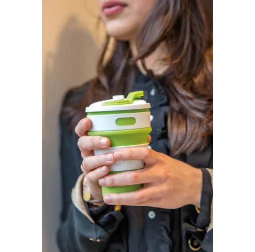 verde Taza plegable de silicona