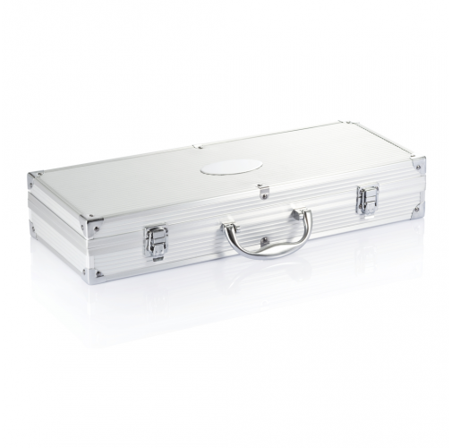 plata, negro Set Barbacoa 12 piezas en caja de aluminio